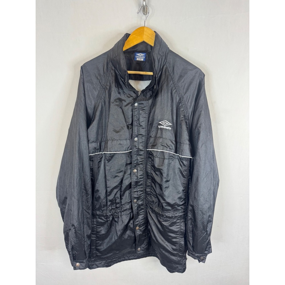 Vintage Umbro Windbreaker Jacket Black 90s Y2K Oversized Mesh Lined Mens Large